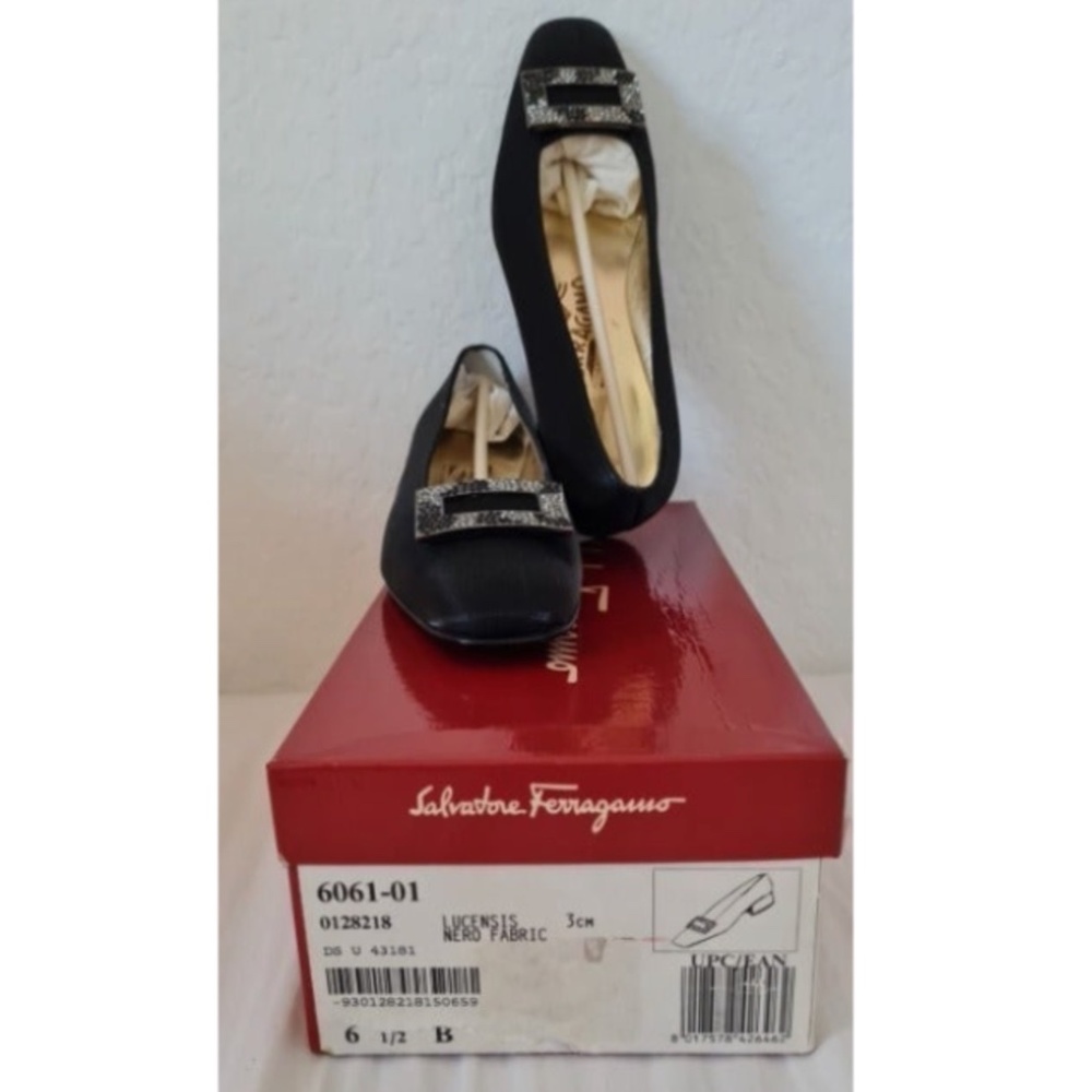 Salvatore Ferragamo women`s black shoes with Swarovski crystals